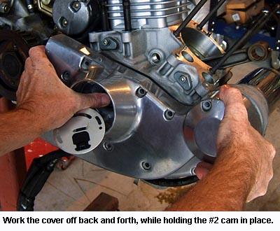 Removing the cam box cover from a Sportster