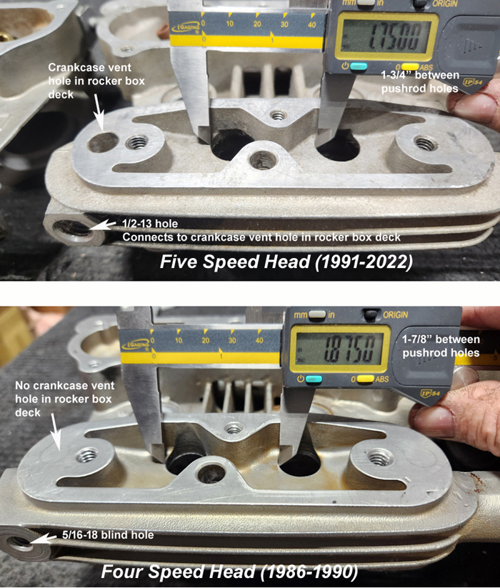 Comparison of 1991-2022 5-speed Sportster head to 1986-1990 4-speed